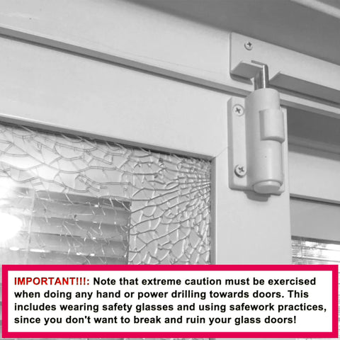 2 Pack Sliding Patio Door Foot Kick Locks installed on door for secondary childproof security with durable white finish