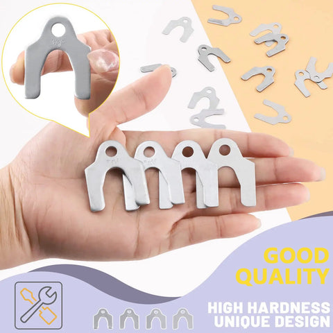 Auto Alignment Body Shim Kit With Storage Box, 144 Piece Set in Four Sizes displayed in hand, showing size and design.