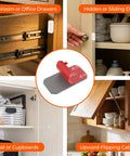 Ultra Thin No Drill Magnetic Cabinet Latches 4 Pack with 16 Adhesive Pads for Tight Gaps Black easy mount in various cabinets.