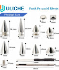 559 Piece Punk Studs And Spikes Kit with cone studs, pyramid rivets shown in various sizes and included tools