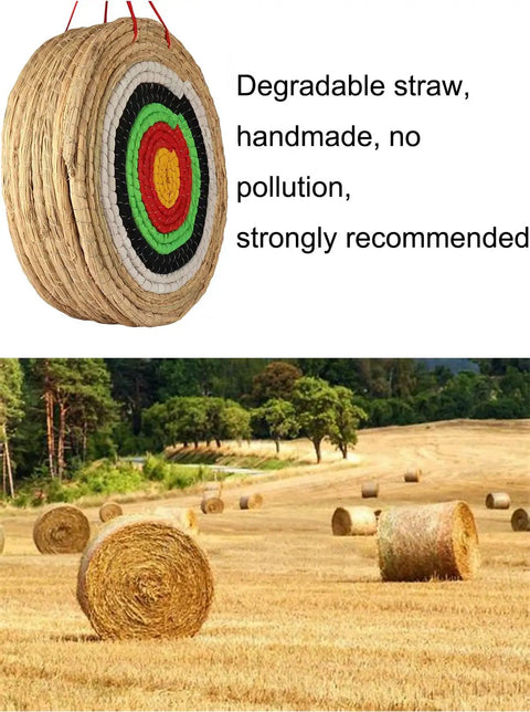 Traditional Handmade Archery Target For Backyard Practice With 7 Layer Straw Core Eco Friendly Reusable in a field setting
