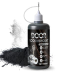 Dry Graphite Lock Lubricant Powder, 100ml bottle for sticky locks, reduces jamming and noise, with visible graphite pile.