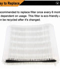 Three Pack Replacement Filters For Blue Pure 411 Series Air Purifiers With True HEPA And Carbon Filtration Ninety Nine Point Nine Seven Percent Zero Point Three Micron Filtration Includes 3 In 1 Filters For Blueair 411 411 Plus 411 Auto And Mini showing pleated white material.