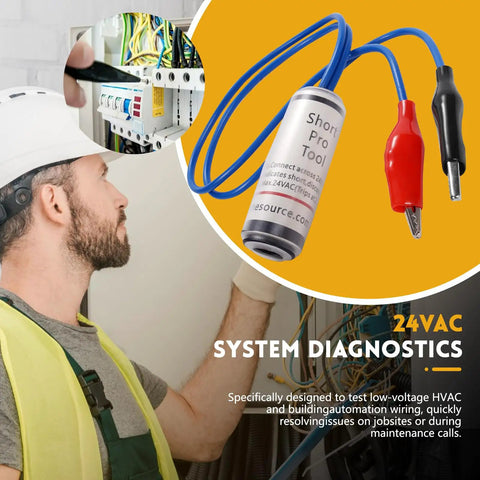 24 VAC Circuit Short Finder Tester With Bright LED Indicator For Real Time Status, Fast Fault Locating, Automatic Reset, Compact Pro Tool For Electrical Troubleshooting In 24 Volt Systems used on HVAC wiring