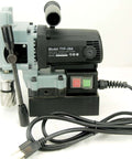 Side view of TYP-28A mag drill with blue-gray body and black motor housing, corded with on/off switch.