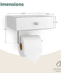 Toilet Paper Holder With Built In Shelf And Wipes Dispenser Must Have Hidden Wet Wipе Storage Stainless Steel Wall Mount Bathroom Organizer White And Silver Finish, dimensions shown