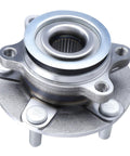 Front Wheel Hub Bearing Assembly Fits Nissan Rogue 2008-2013, Rogue Select 2014-2015, And Sentra 2007-2012 Front FWD And AWD With ABS 5 Lug Drop In OE Replacement 513298 visible in a close-up view showing metal construction and bolt holes