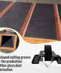1 Inch V Groove Duct Board Cutter for HVAC Pros showing heavy duty steel sled frame and V groove cut in fiberglass duct board