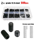 Black Stainless Steel Hex Socket Flat Point Set Screw Kit 304 Grade Precision Threading Heavy Duty Built To Last 1000 Pieces