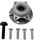 Front Left And Right Wheel Bearing And Hub Assembly Set For Audi A4 Quattro 02-08 And A4 02-05 06 Base 07-08 02-04 A6 Quattro V6 3.0L 2.7L And 04-08 S4 Pair Ready To Roll, showing hub with five bolts