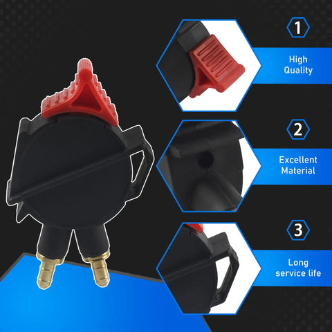 Truck Seat Height Adjustment Air Valve and Rocker Switch with red handle, black body, brass connectors, high quality material.