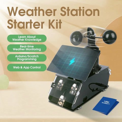 Awesome IoT Weather Station Kit For Indoor Outdoor Use With 8 Sensors And Solar Panel, ESP32 Compatible Arduino IDE Ready STEM Electronics Coding Kit For Teens And Adults weather station kit with solar panel and sensor modules