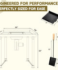 Diagram of a Beginner Friendly Coal Forge Stand With Hand Blower For Blacksmithing Dope Heat Resistant Steel Forge Kit Stand For Fire Pots Dimensions