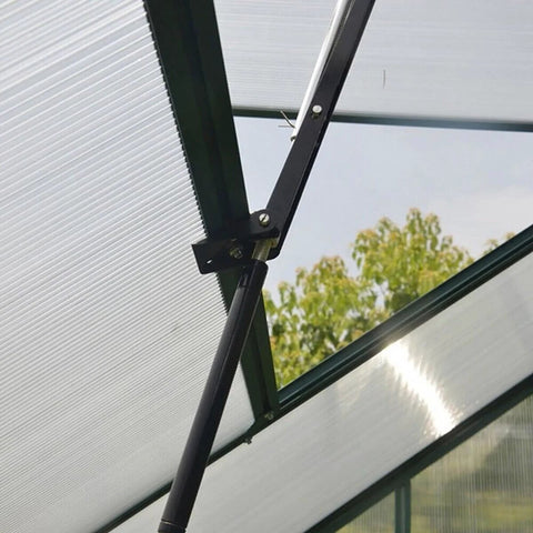 Installed solar powered greenhouse vent opener cylinder replacement for automatic window openers, temperature controlled.