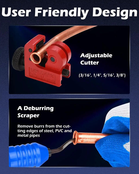 Adjustable cutter and deburring scraper for Brake Line Flaring Tool Kit 45 Degree Bubble And Double Flare Set