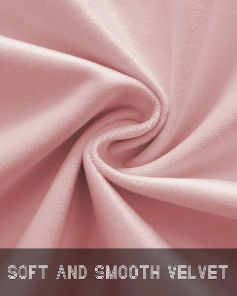 Close-up of the soft velvet fabric from Pink Velvet Curtains Set Of 2 Panels 52 By 84 Inches Rod Pocket Thermal Insulated Light Filtering Privacy Drapes.