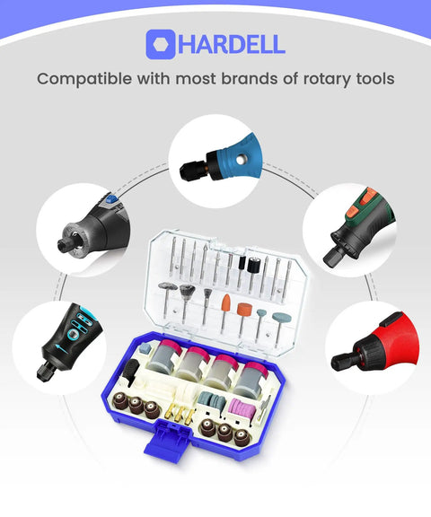 287 Piece Rotary Tool Accessory Kit With One Eighth Inch Shank Bits For Cutting Grinding Polishing And Engraving Includes storage case and various tool attachments.
