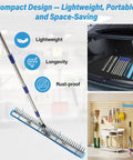 Beast Of A 31 Inch Heavy Duty Landscape And Pond Rake for Gravel Driveways in car trunk and storage setup