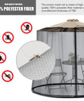 9-11 Ft Outdoor Umbrella Mosquito Net, Universal Hanging Patio Screen with zipper, polyester mesh around patio table