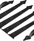 Magnetic Garage Door Decorative Hardware Kit with Faux Hinges and Handles, 6 piece set in black, ABS plastic construction, front view