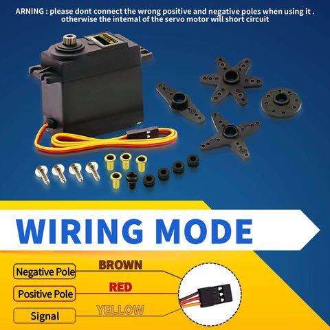 Wiring diagram and components for Beefy 55g Metal Gear MG995 Servo Motor Digital Torque Servo 4 Pack
