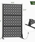 72 Inch Metal Outdoor Privacy Screen Panel Freestanding Decorative Fence for Patio Garden and Yard Trash Can Screen X Black Weather Resistant Powder Coated Durable Steel Construction Keeps Your Space Private and Organized with size details.