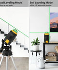 360 Self Leveling Green Cross Line Laser Level for Construction and Picture Hanging, Rechargeable Battery Lasts Up To 30 Hours, Remote Control, Magnetic Bracket, Portable Carry Bag, Pro Grade Precision at 16 Feet on tripod, manual and self leveling modes