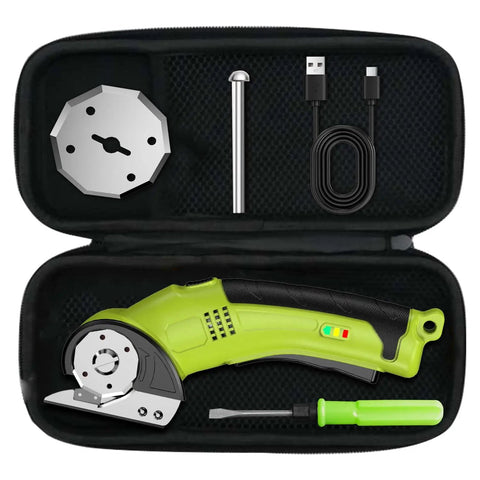 Cordless Electric Scissors For Cardboard Fabric Leather And Carpet With Two Blades Safety Lock And Storage Case Awesome For DIY Crafts And Packaging Versatile For Sewing Crafting And Packaging Tasks in storage case