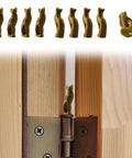 Super Dope 9 Piece Set Of Cool Cat Door Hinge Caps Featuring Snazzy Magnetic Hook And Rustic Bronze Finish To Add Rad Whimsical Vibe To Any Entryway Or Cabinet Hardware Upgrade Today showing bronze cat hinge cap on a door hinge.