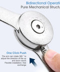 Close-up of 2 Pack Heavy Duty Folding Lid Stay Hinges with Soft Close Action showing zinc alloy material and adjustable feature.