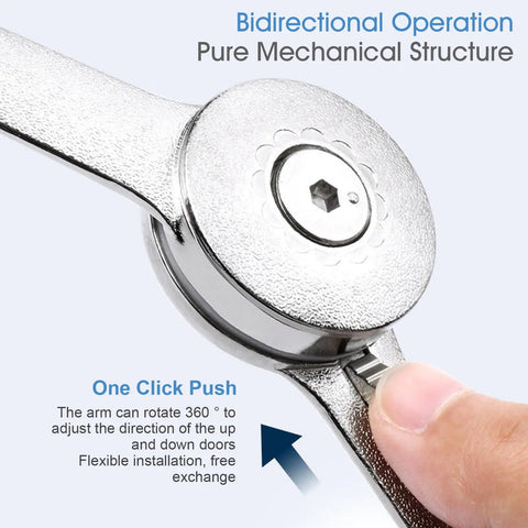 Close-up of 2 Pack Heavy Duty Folding Lid Stay Hinges with Soft Close Action showing zinc alloy material and adjustable feature.