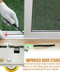 Two Pack Sliding Patio Door Rollers Replacement Kit With One And A Half Inch Steel Ball Bearing Wheels being installed