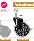 3 Inch Office Chair Caster Wheels Rubber Heavy Duty Replacement Set Of 5 Universal 11mm Stem Fit For Hardwood Floors And Carpets