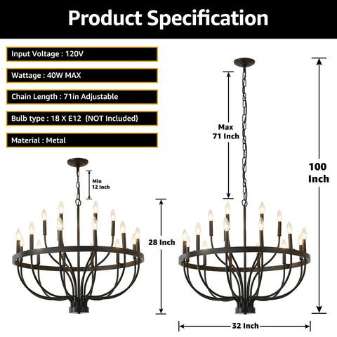 Specifications of Dope Modern Sputnik Chandelier Pendant Light Industrial 6 Light Gold and Black Ceiling Fixture With Adjustable Height