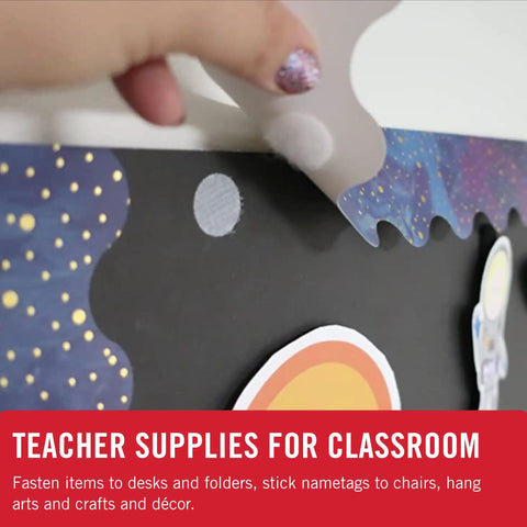 Top Notch Peel And Stick Hook And Loop Fastener Dots Beige Medium Three Quarter Inch Circles for smooth classroom wall use.
