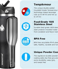Image of Smooth Operator 40oz Stainless Steel Vacuum Insulated Water Bottle with lids, features double wall and black powder coat.