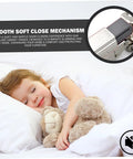 Image featuring a child sleeping peacefully, highlighting Eight Piece Set Slow Close Cabinet Hinges With Clip Top Retrofitting Inserts.