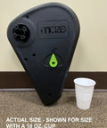 Easy Turn Gear Kit for 65 Gallon RSI Compost Tumbler Retrofit Kit With Black And Green Gear System next to a 10 oz cup