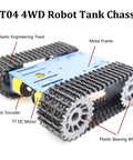 Beefy Tracked RC Tank Chassis Kit With Four DC TT Motors For Arduino Uno R3 And Raspberry Pi STEAM Education Projects Blue Aluminum Alloy Crawler