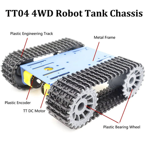 Beefy Tracked RC Tank Chassis Kit With Four DC TT Motors For Arduino Uno R3 And Raspberry Pi STEAM Education Projects Blue Aluminum Alloy Crawler