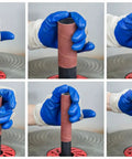 Hands using Heavy Duty Aluminum Oxide Spindle Sander Sleeves Six Pack Assorted Diameters 1/2 To 3 Inches for detailed sanding.