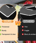 Comparison image between thickened sturdy router template and thin fragile ones. Showcase of Five Piece Router Template Set.