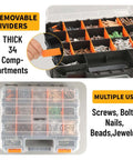 Dual Side 34 Compartments Mini Tool Box Organizer With Customizable Layout And Removable Partitions, Plastic Storage Case for various items