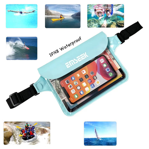 Waterproof Waist Pouch Dry Belt Bag for Swim Surf Snorkel Keep Phone Kindle Wallet Keys and Fob Dry and Safe Lightweight Fanny Pack