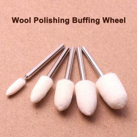 25 Pcs Wool Mounted Mandrel Set With One Eighth Inch Shank Polishing Bits Burrs Buffing Wheels For Rotary Tool Five Size Assortment