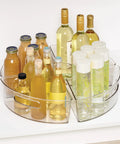 Clear Plastic Lazy Susan Cabinet Storage Bins Set Of 4 Quarter Wedge Containers For Kitchen Pantry Or Counter Organization BPA Free 12.5 In By 6.75 In By 4 In Fits 18 To 20 Inch Lazy Susan Circle holding bottles