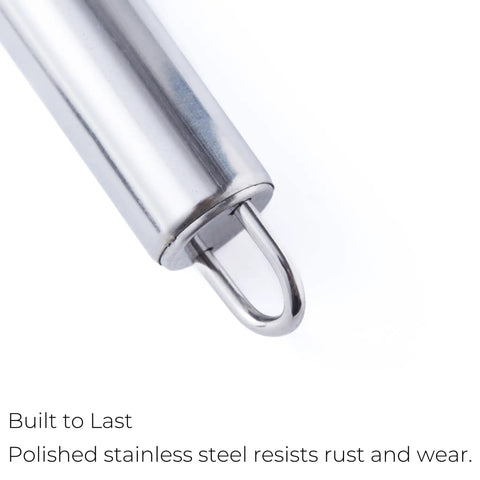 Close-up of stainless steel handle from 2 Piece Spiral Vegetable Cutter And V Shape Carving Tool Set for dope food decoration.