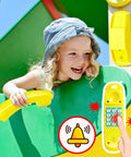 Child playing with toy phone from Pirate Ship Playground Accessories Set With Ship Wheels Telescopes And Safety Handles
