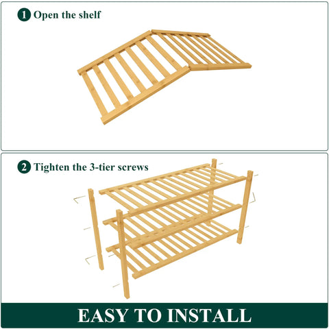 Heavy Duty Bamboo Shoe Rack For Closets, 3 Tier Natural Wood Entryway Organizer, Hella Sturdy Moisture Resistant Slick Storage Platform