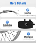 Image showing cable ties, controller bag, and wheel spokes in the Beefy 1500W 48V Rear Hub Ebike Conversion Kit with LCD Display.